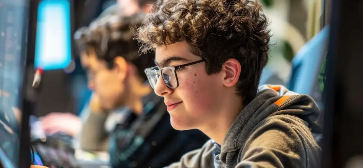 Estudiante de Ingeniería en Tecnologías de la Información trabajando frente a una computadora